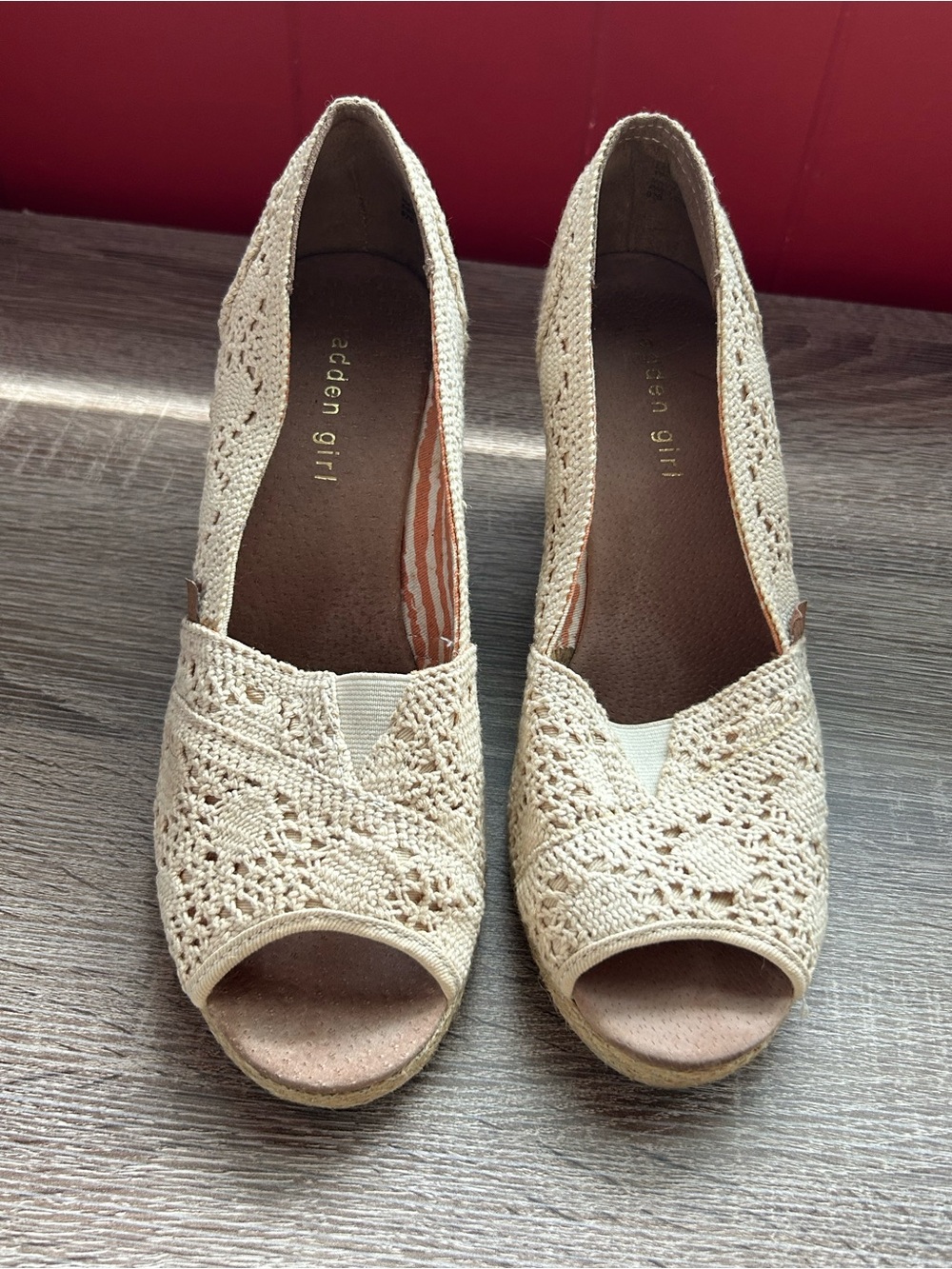 Madden Girl Crochet Open-Toe Wedge Espadrilles Size 9